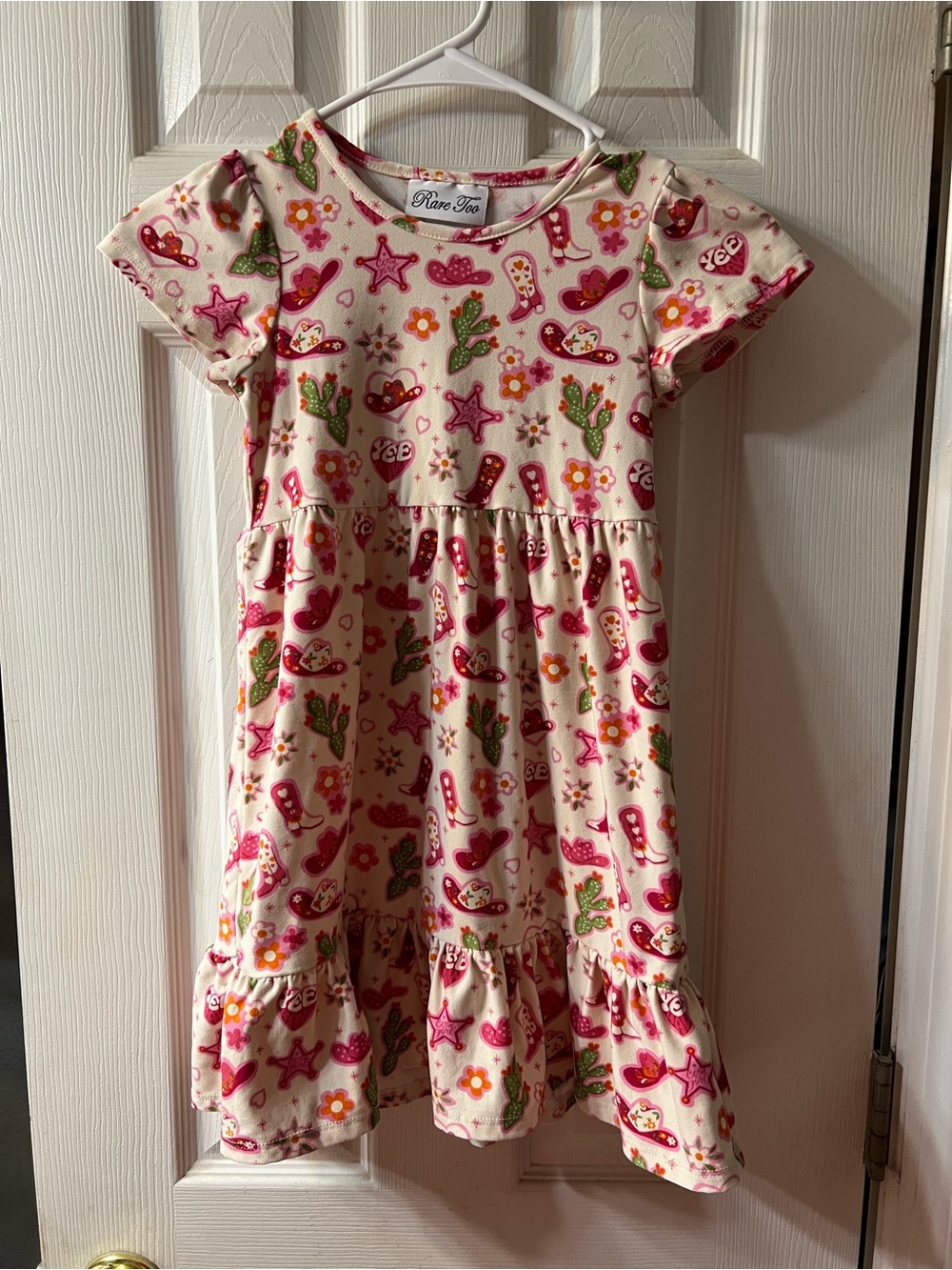 Rare Too Girls’ Western Cowgirl Print Tiered Dress – Size 6
